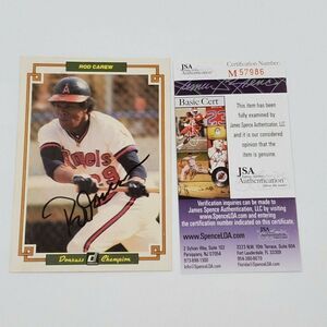 Rod Carew Signed Card 1984 Donruss Champion #21 California Angels JSA COA